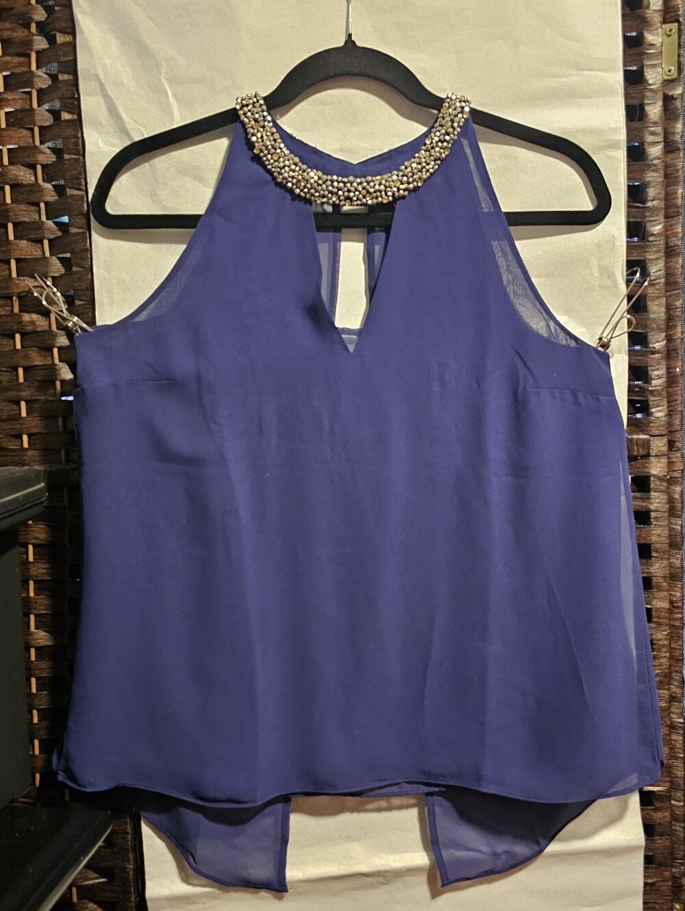 Jennifer Lopez Top Sheer Bodice & Overlay Beaded Neckline Darts Size XS L👀K